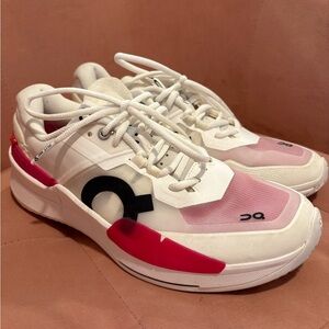 On Running Women's Pink and White Athletic Shoes